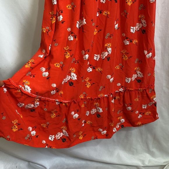 Isabel Maternity Red Floral Maxi Ruffle Dress Size Medium - Picture 6 of 9